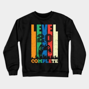 20th Birthday Level 20 Complete Gamer Gift Crewneck Sweatshirt